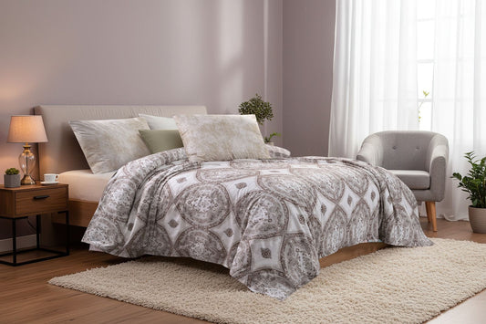 Bed sheet matching cotton 100% beige&white